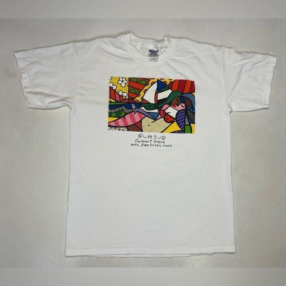 VINTAGE 44th Coconut Grove Art Festival 2007 Graphic T-shirt Men Medium White - Picture 1 of 5